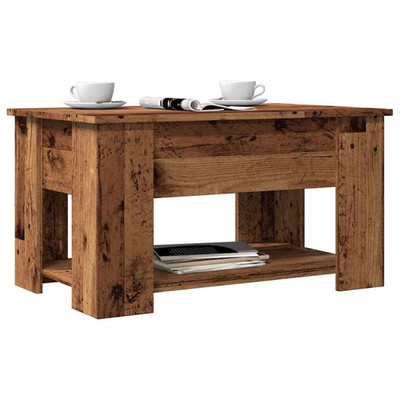 Couchtisch 79x49x41cm Ingenieurholz Altholz rustikal kompakt rechteckig Platte