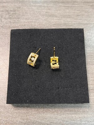 De Beers Curved Diamond Stud Earrings (New)