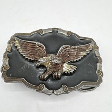 The Great American Buckle Co 1983 Screaming Eagle Black Enamel Belt Buckle