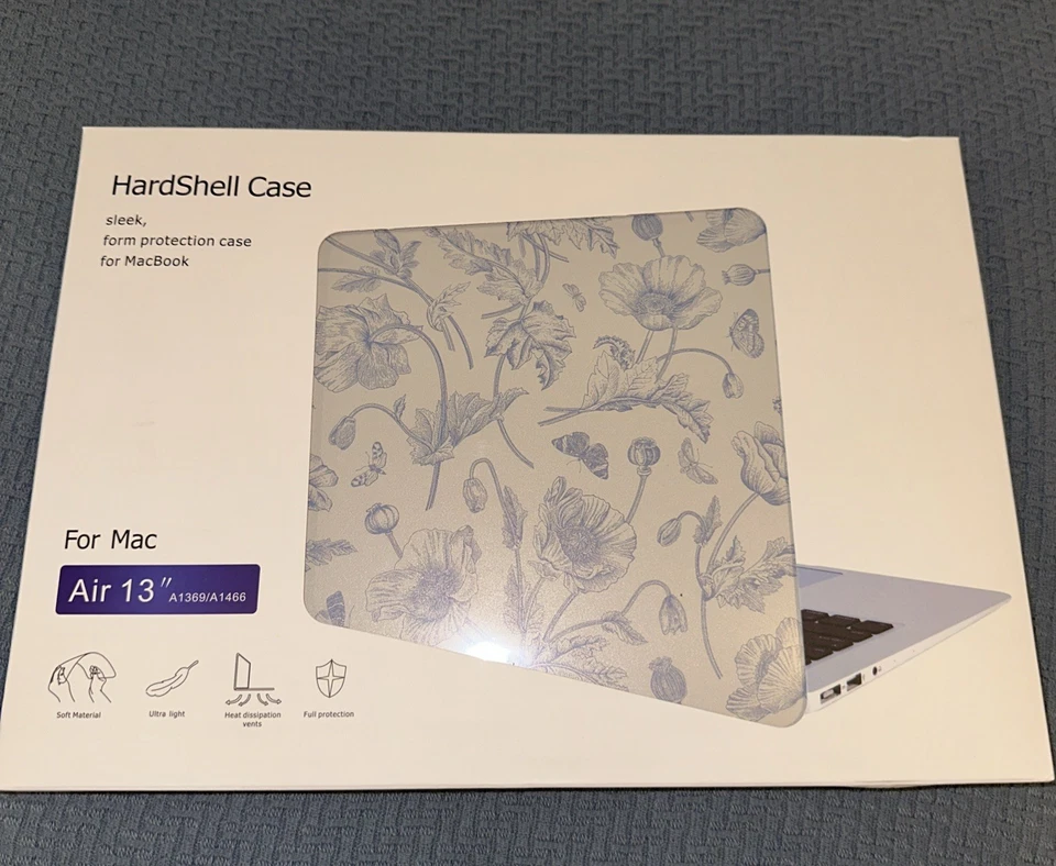 "Funda personalizada MacBook Air 13"" - Se adapta a a1369/a1466 2010-2017 monograma floral azul AH Foto 2 de 4