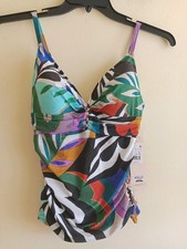 Gottex Womens Tankini Swim Top Tribal Art Beaded Size 10 NWT 12