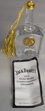Jack Daniels Ltd 1914 Gold Metal Commemorative Crystal Whiskey Bottle Ornament
