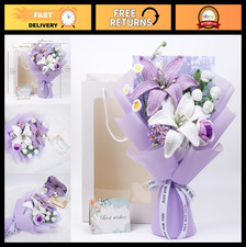 Handmade Crochet Flower Bouquet - Knitted Faux Lily Decor for Weddings, Birthday