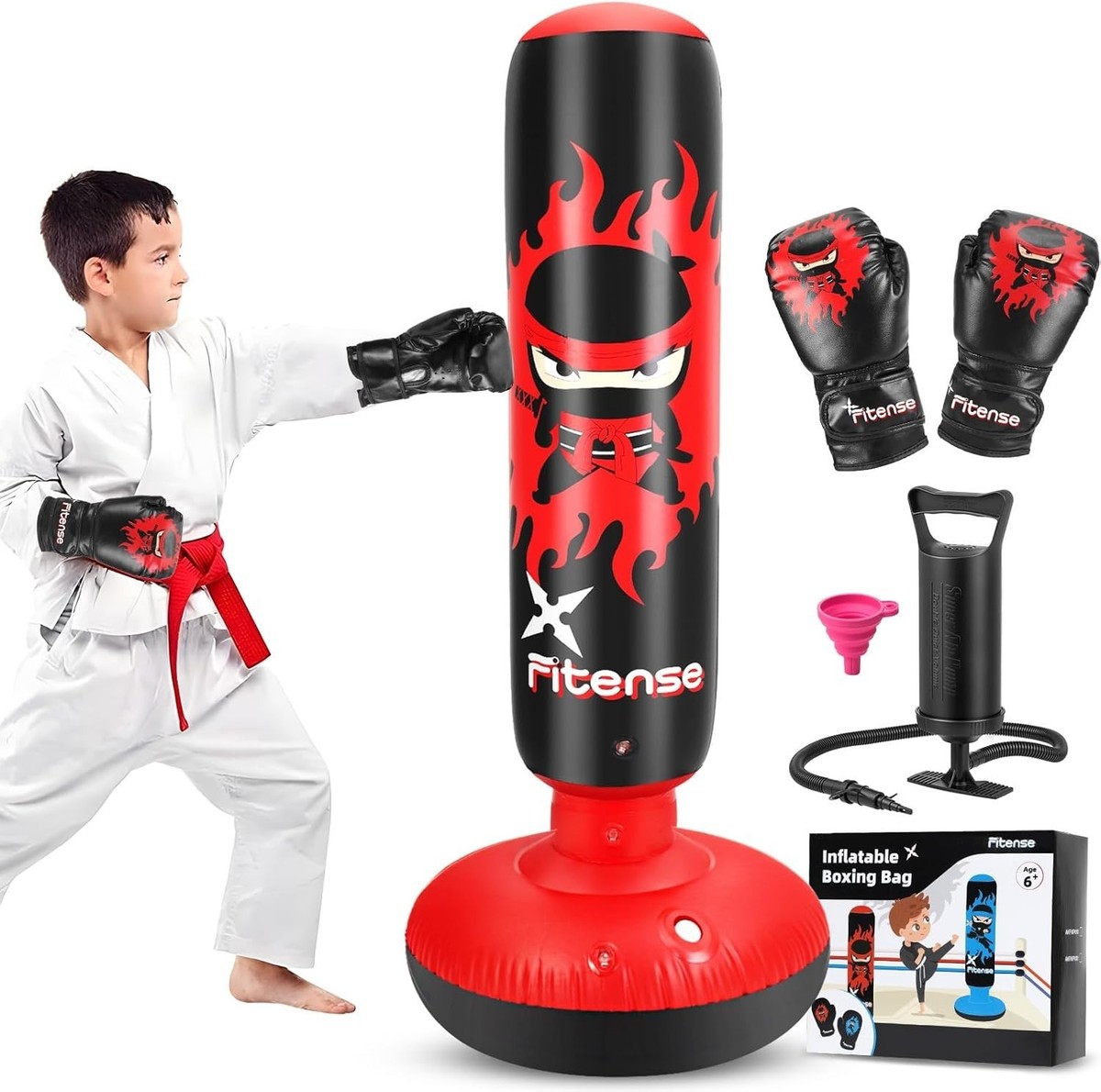Inflatable Punching Bag for For Girls/Boys Age Red Ninja  design