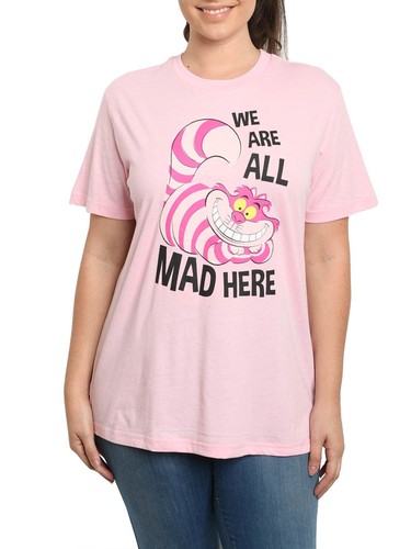 Cheshire Cat T-Shirt Alice in Wonderland Pink Women's Plus Size - Picture 5 of 6