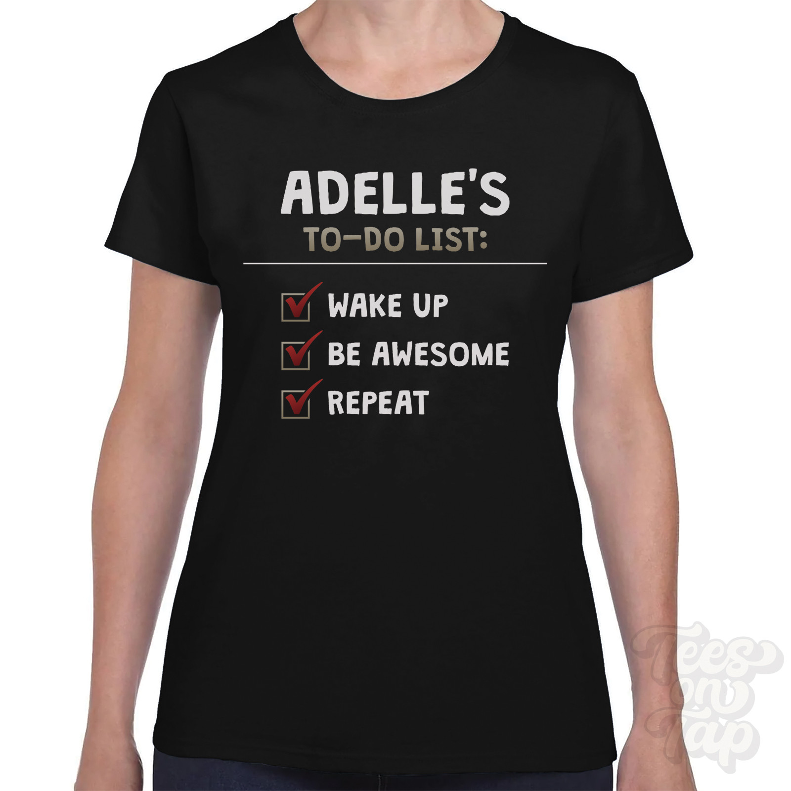 ADELLE'S TO DO LIST WAKE UP BE AWESOME REPEAT T-SHIRT funny name gift idea image 2