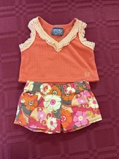 Build A Bear Limited Too Vintage Y2K Summer Outfit Tank Top Floral Shorts Orange