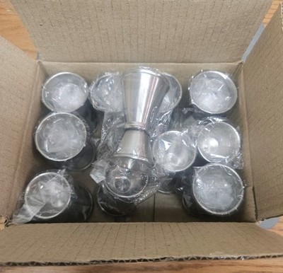 Lot of 12 Stainless Measuring JIGGER 1/2 oz. X 1 oz Japanese Style Cocktail Shot