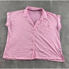 Tommy Hilfiger Women Pink All Over Logo Sleepwear Pajama Top XL