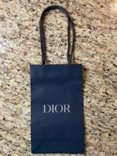 Dior Dark Navy Logo Luxury Gift Bag with Silver Lettering 6 X 10 1/2