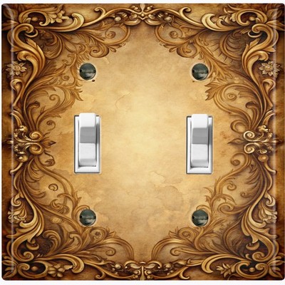 Metal Light Switch Outlet Cover Wall Plate Beige Vintage Floral Frame FME114