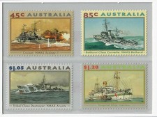 Australia: Presentation Pack of stamps for the 1993 WW II ships issue, #1315-18