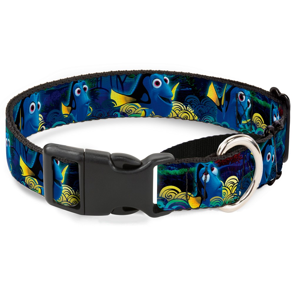 Plastic Martingale Collar Dory Poses/Swirls Blues/Yellows WIDE-Mediu (US IMPORT)