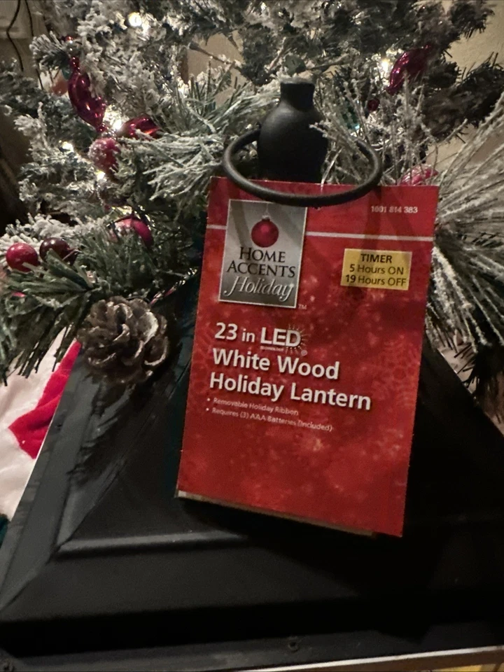 圣诞快乐灯鹿玻璃白色木质黑色金属 23 英寸 H 英寸 LED — 第 2/4 张图片