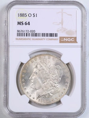 1885-O $1 Morgan Silver Dollar MS64 NGC 8676172-020 Reverse Toned