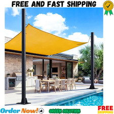 Heavy Duty 10Ft Sun Shade Poles with Flat Base - 2 Pack, Black