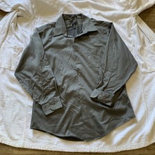 ARROW 17.5 32/33 Gray Dress Sateen Shirt Pocket