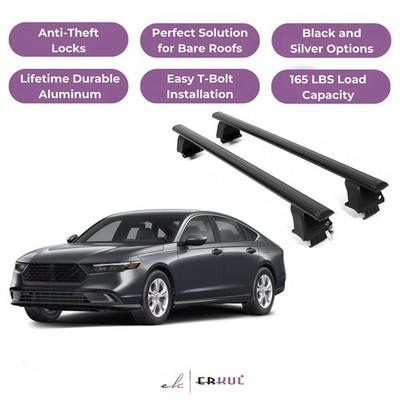 ERKUL Roof Rack Crossbars For HONDA ACCORD 2023-2026 Naked Roof Aluminum Black