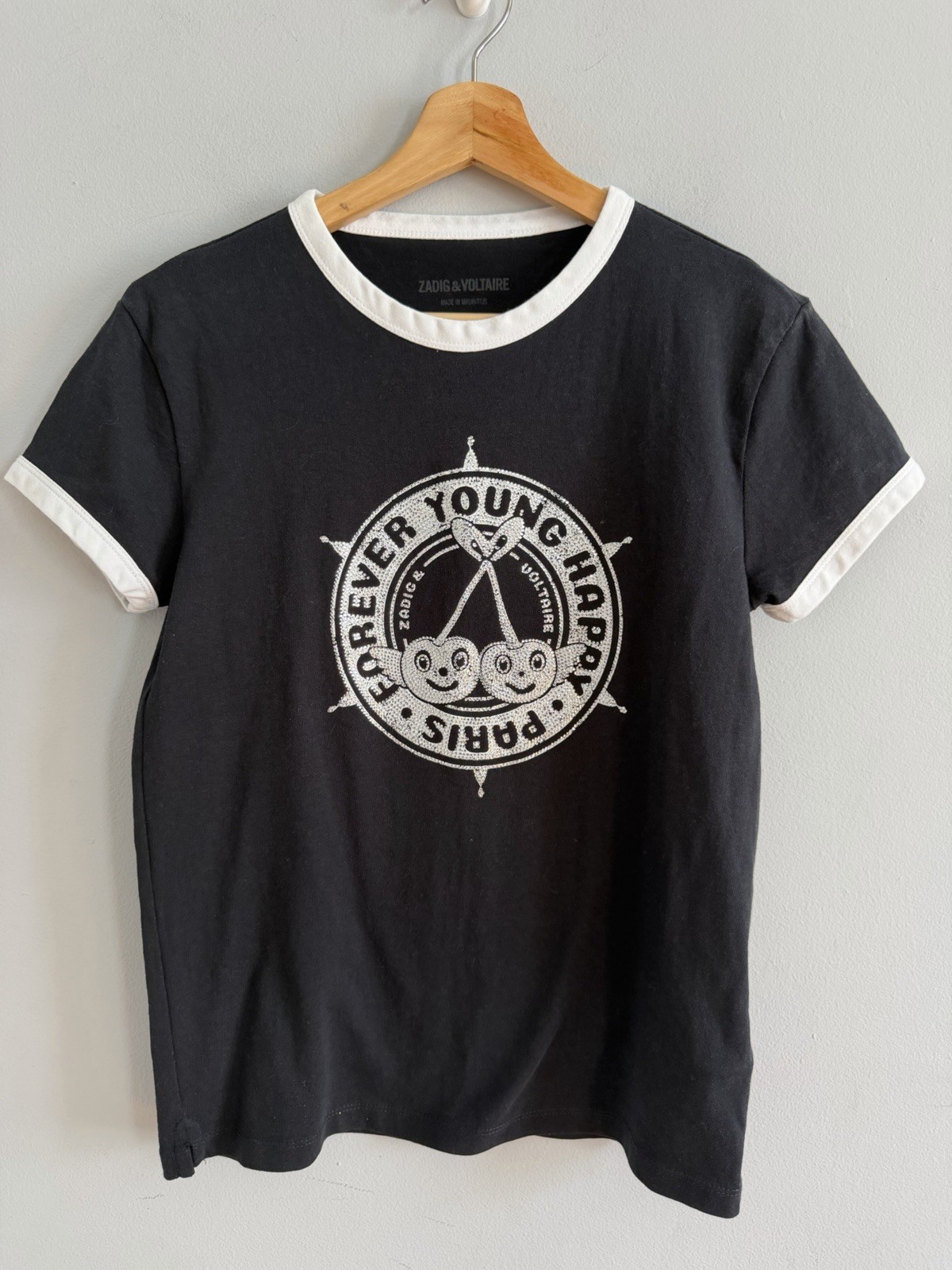 Zadig & Voltaire Walk Diamante Insignia T-Shirt Size XS