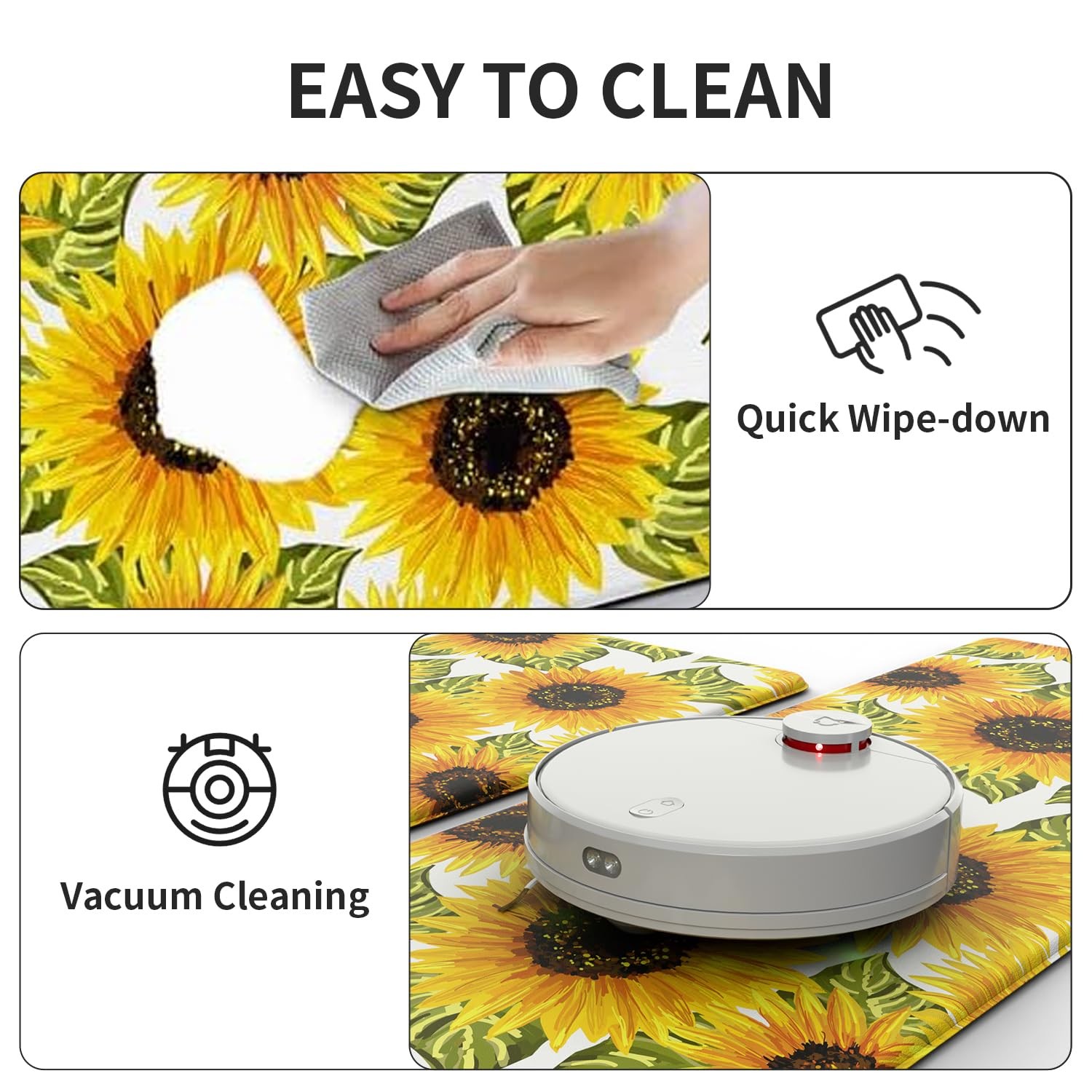 Sunflower Kitchen Mats for Floor Set of 2 - Anti Fatigue Mats for Kitchen Flo...