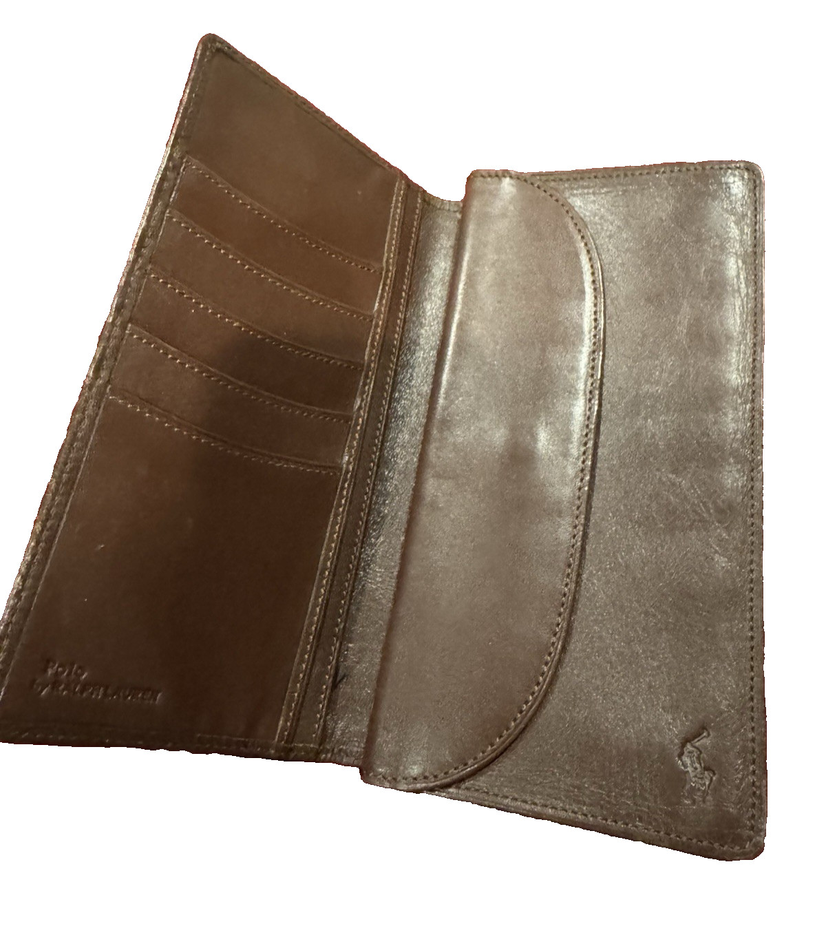 Ralph Lauren 7" Wallet Polo Black Watch Billfold Long Leather trim UNISEX Rare image 2