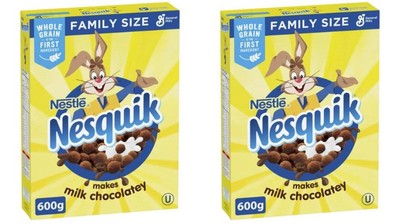Nesquik Chocolate Breakfast Cereal, Family Size, Whole Grains, 600g (2 Pack)