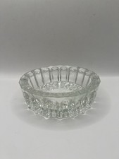 Heavy Vintage Pressed Clear Glass Ashtray Trinket Dish Bowl 