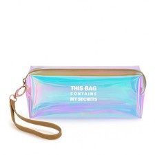 Beauty case astuccio iridescente scritta My secret multicolore