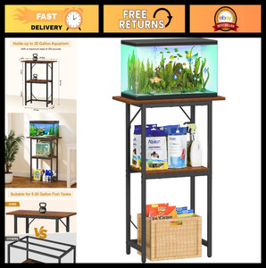 Heavy Duty 2-Tier Aquarium Stand for 10-20 Gallon Fish Tanks - Rustic Brown
