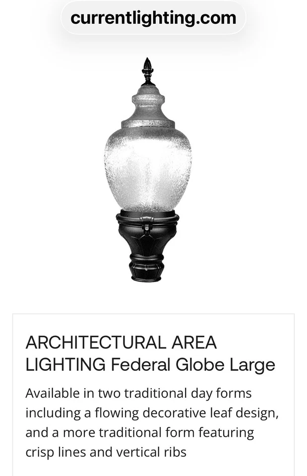 Current Lightning Outdoor Post Light Federal Globe Large - Image 2 of 4
