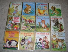 Lot of 12 VINTAGE LITTLE GOLDEN BOOKS FAIR to POOR for TLC!  Free Shipping!