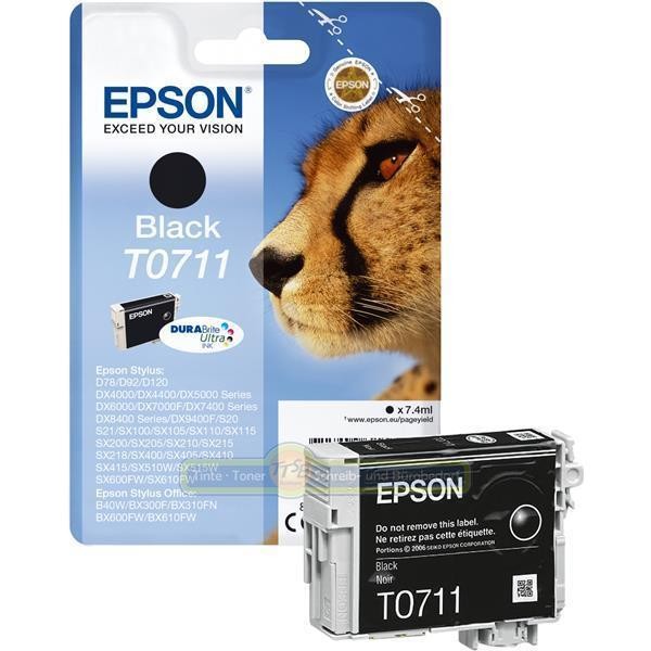 5 Original Epson T0711 Tintenpatronen Stylus SX110 Black Schwarz-image