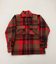 Men's Vintage Woolrich Plaid Wool Shirt Jacket Red Green Heavyweight Size S
