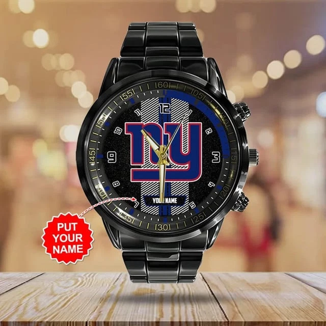 Personalized Football Inspired Black Stainless Steel Watch | Unisex Gift Idea