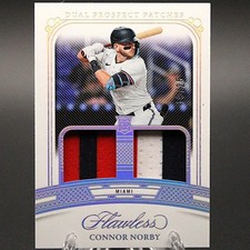⭐2024 Panini Flawless CONOR NORBY Dual Prospect Patches /25 (MEM, RC) MARLINS🐬