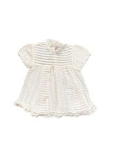 Vintage Baby Girl Infant White Ruffled Crotchet Lace Dress In Good Condition