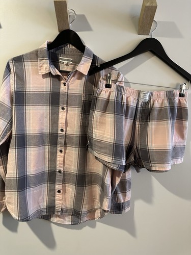 P.J. Salvage Let's Get Cozy Plaid Flannel Cotton Button Pajama Set S