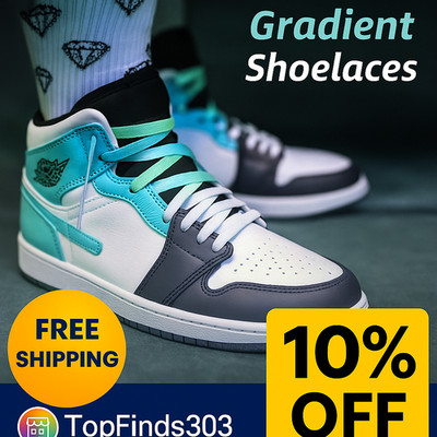 1Pair Gradient Flat Shoelaces Colorful Canvas Sneaker Laces for Men Women Shoes