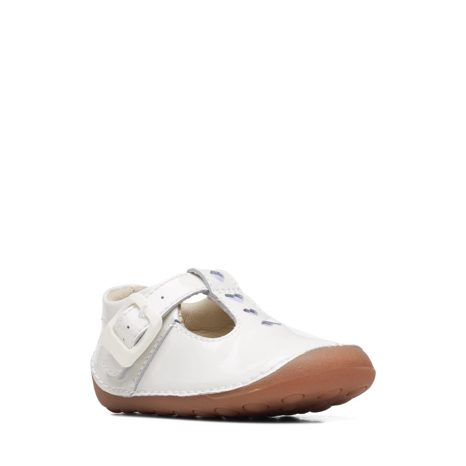 Clarks Tiny Beat Infant Girls White T-Bar Shoe