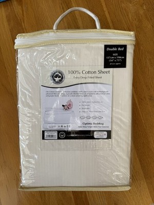 Neu 100% Baumwolle Extra Tief Creme Spannbetttuch Doppel