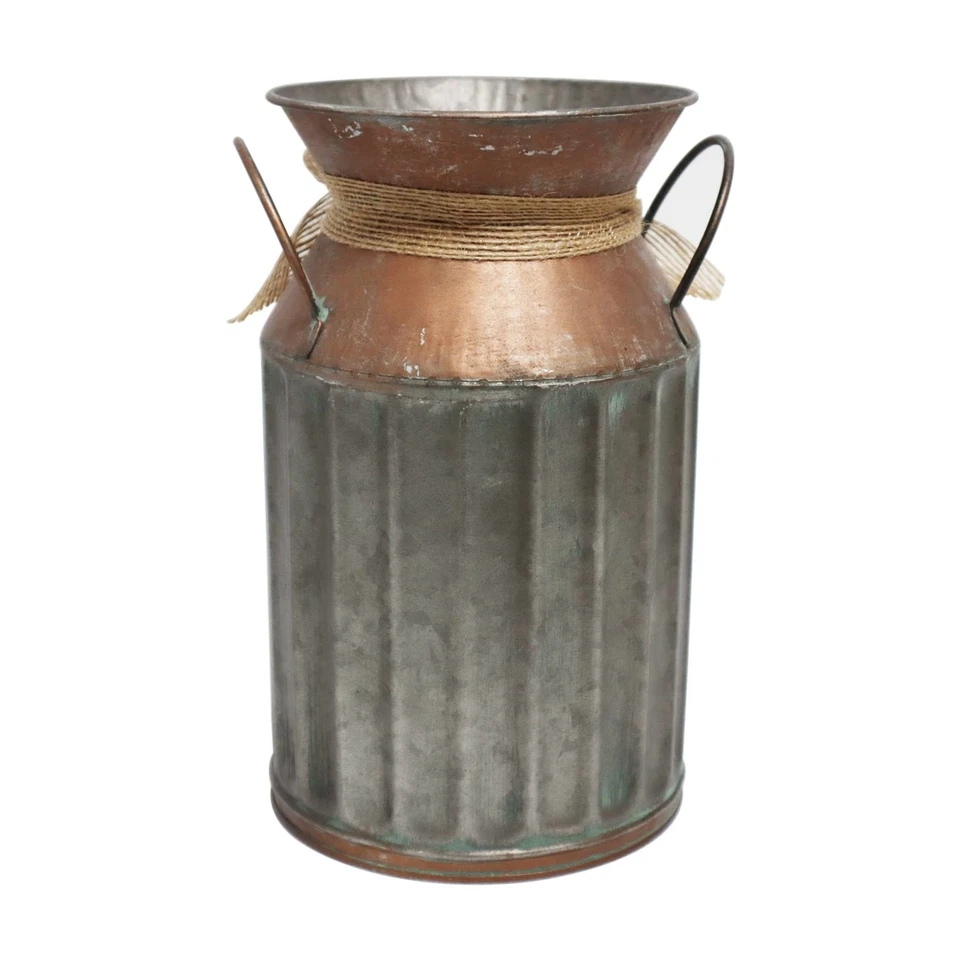 Shabby Chic Classy Designed Brown Milk Can Heart-Shaped Galvanized Finish Met... - Image 3 of 4