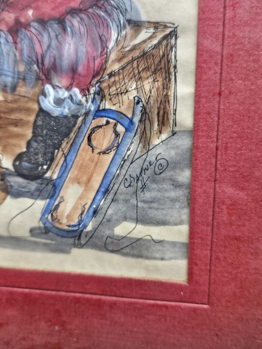 Original Water Color Painting Santa & Toys, Framed, Cheryl Garner The Shaker Box - Picture 3 of 8