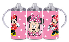 Handmade 12oz Stainless Steel Dual Lid Sippy Cup-Minnie Mouse-Disney-Toddler