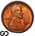 1934-D Lincoln Cent Wheat Penny, Deep Red, Choice BU++