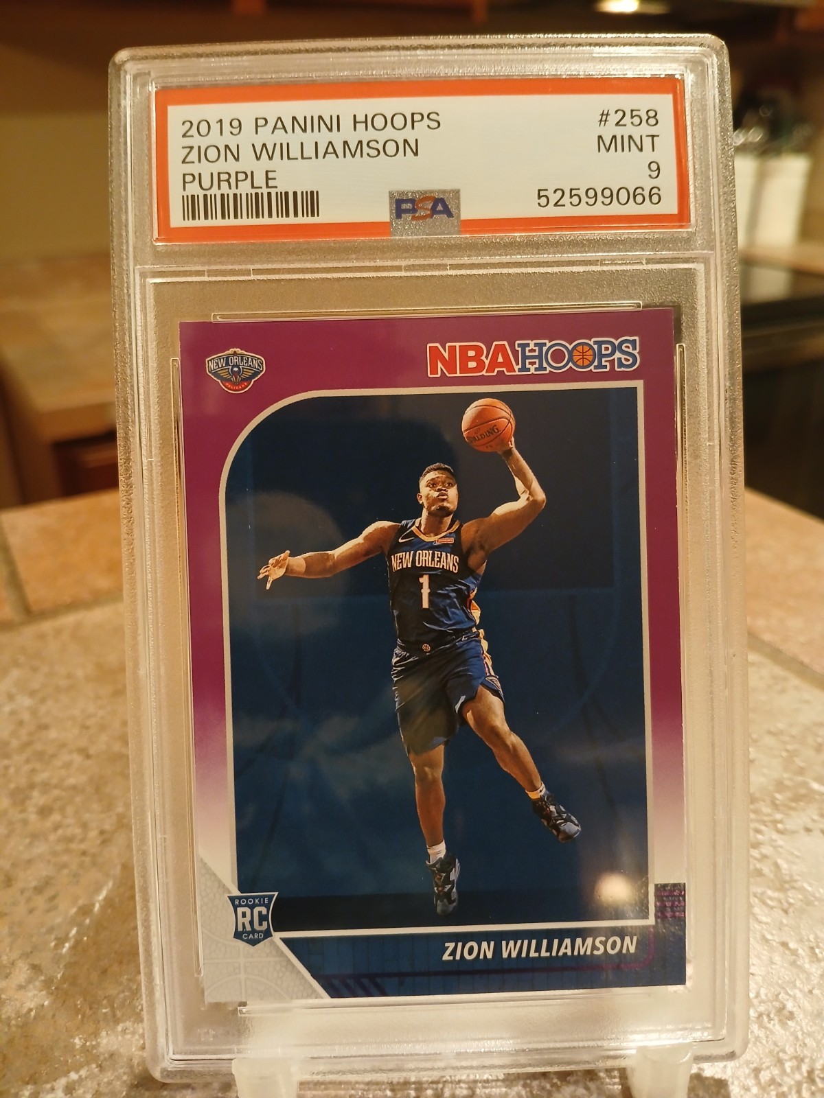2019-20 NBA Hoops Zion Williamson PSA 9 Purple Parallel #258 RC