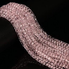 Pink Crystal Glass Faceted Cube Beads Size 4mm 15.5'' Strand