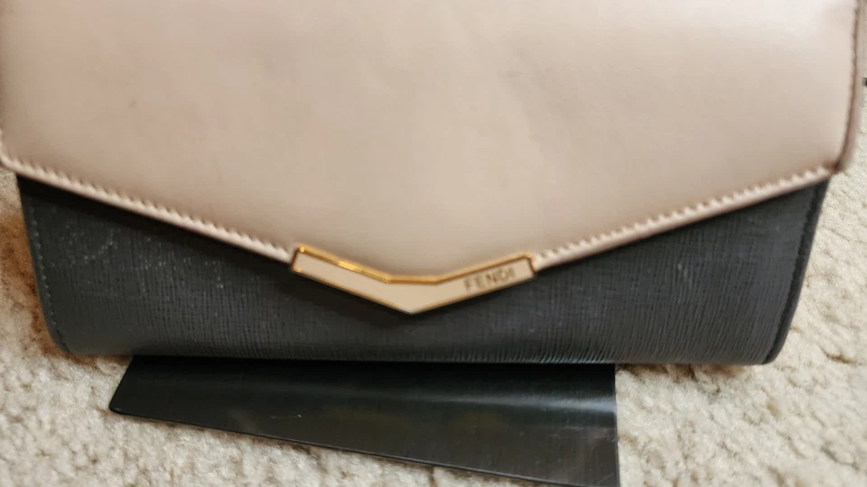 Cartera Larga Fendi 2Jours Cuero Rosa Gris Oscuro Sobre Lona Italia CON CERTIFICADO DE AUTENTICIDAD Foto 2 de 4