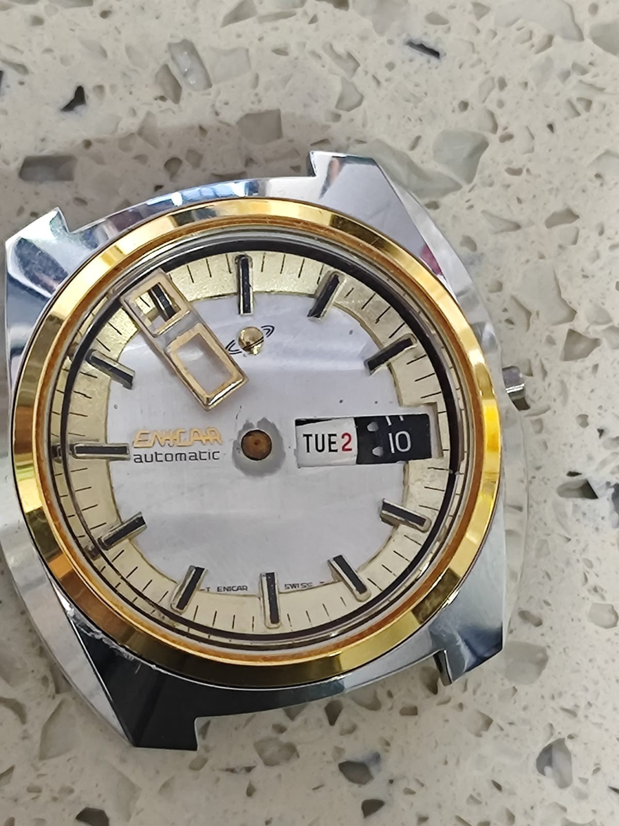Vintage Enicar Ref.167 07.120 Watch Cal AR-167 Part Case & Dial