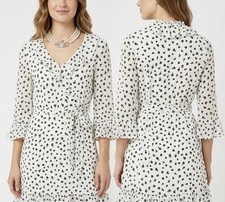 And & Other Stories white/black floral 3/4 sleeve above knee belted dress 8