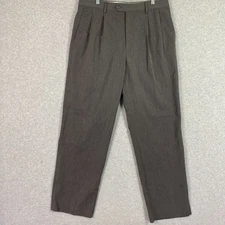 David Taylor Dress Pants Mens 36x32 Grey Pleated Front Career Office